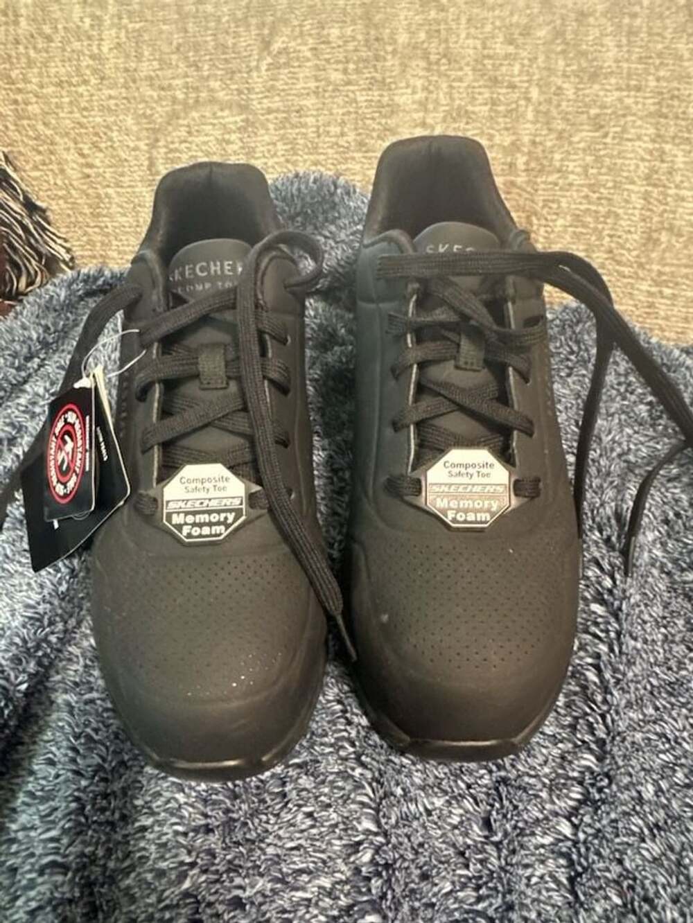 Skechers Work Uno SR Deloney Comp Toe Black Sneakers Size 8.5